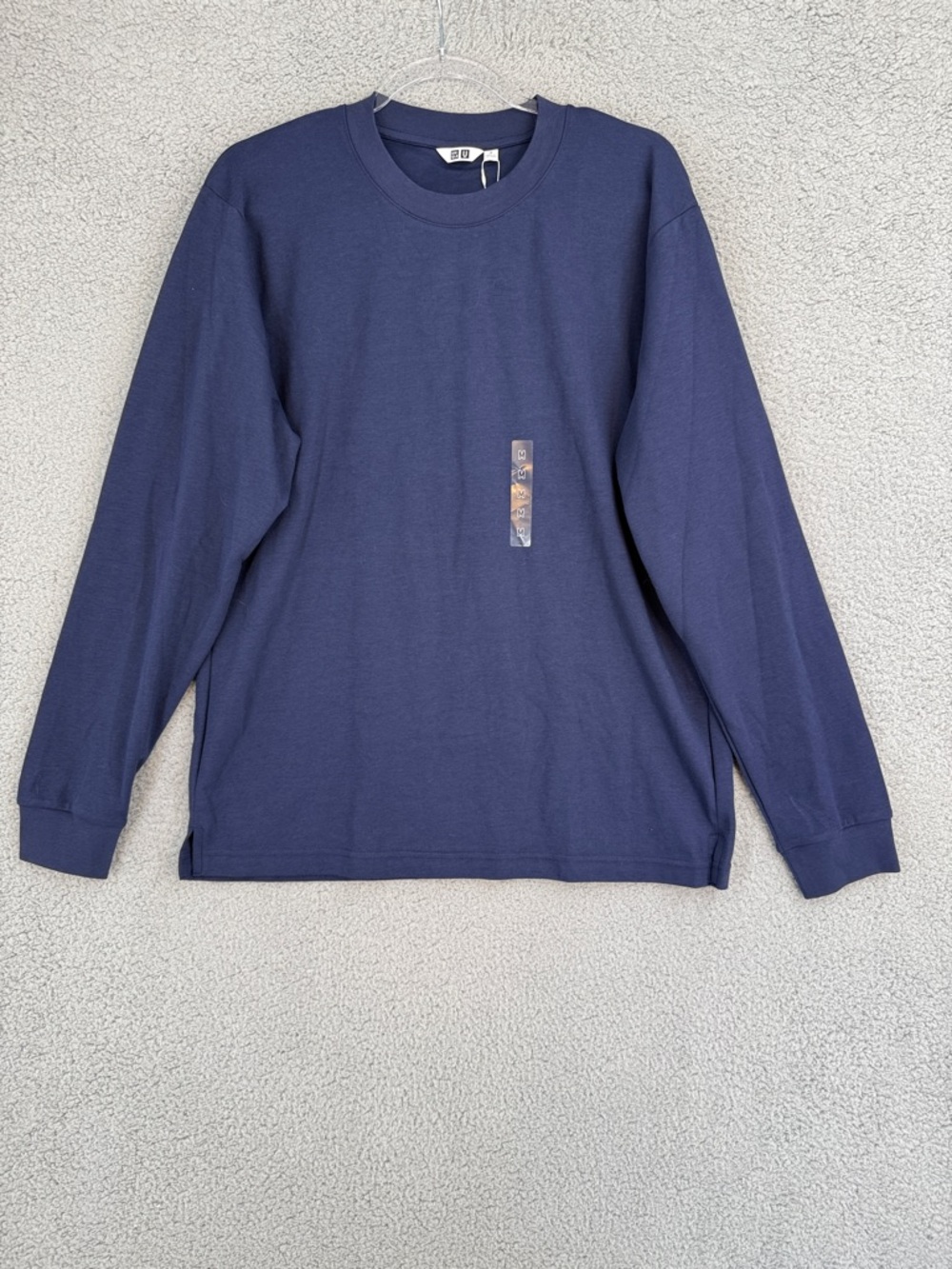 Uniqlo Men’s Medium long sleeve crew neck t-shirt Navy Pullover Stretch thick